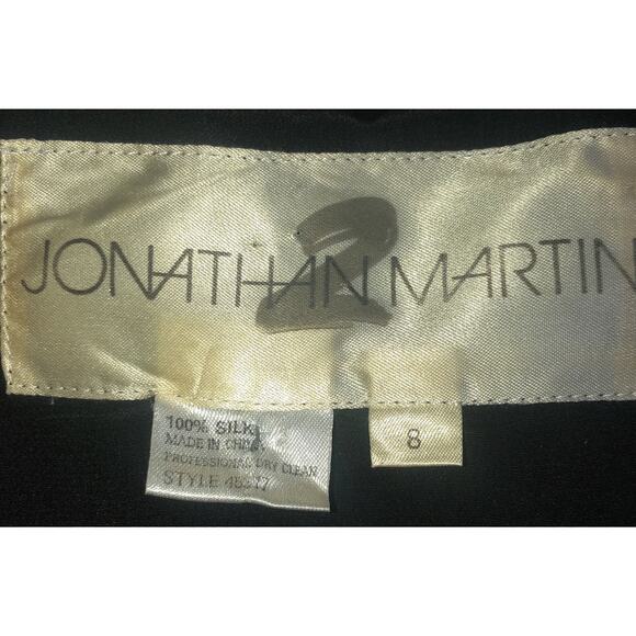 Vintage Jonathan Martin Silk black & gold dress with large round collar size 8 - Picture 12 of 12